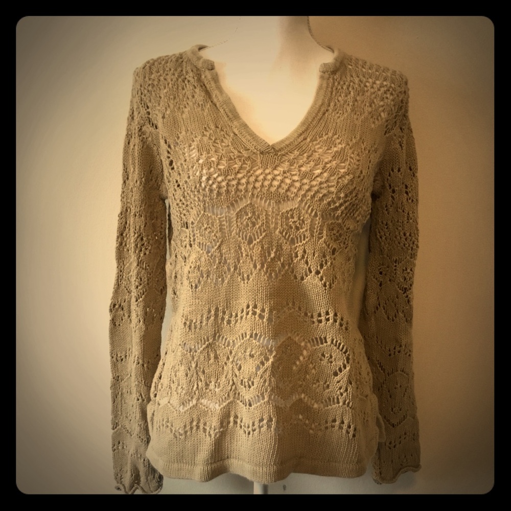 Eddie Bauer Crochet V-Neck Sweater